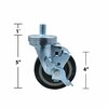 Bk Resources 4-inch Threaded Stem Casters, Polyurethane Wheels, Brake, 300lb Capacity, Acid Resistant, 4PK 4SBR-5ST-PLY-PS4